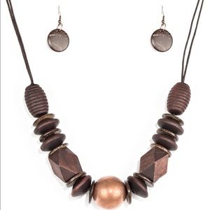 Any 5 for $25 Trendy Geo Copper and Brown Necklace